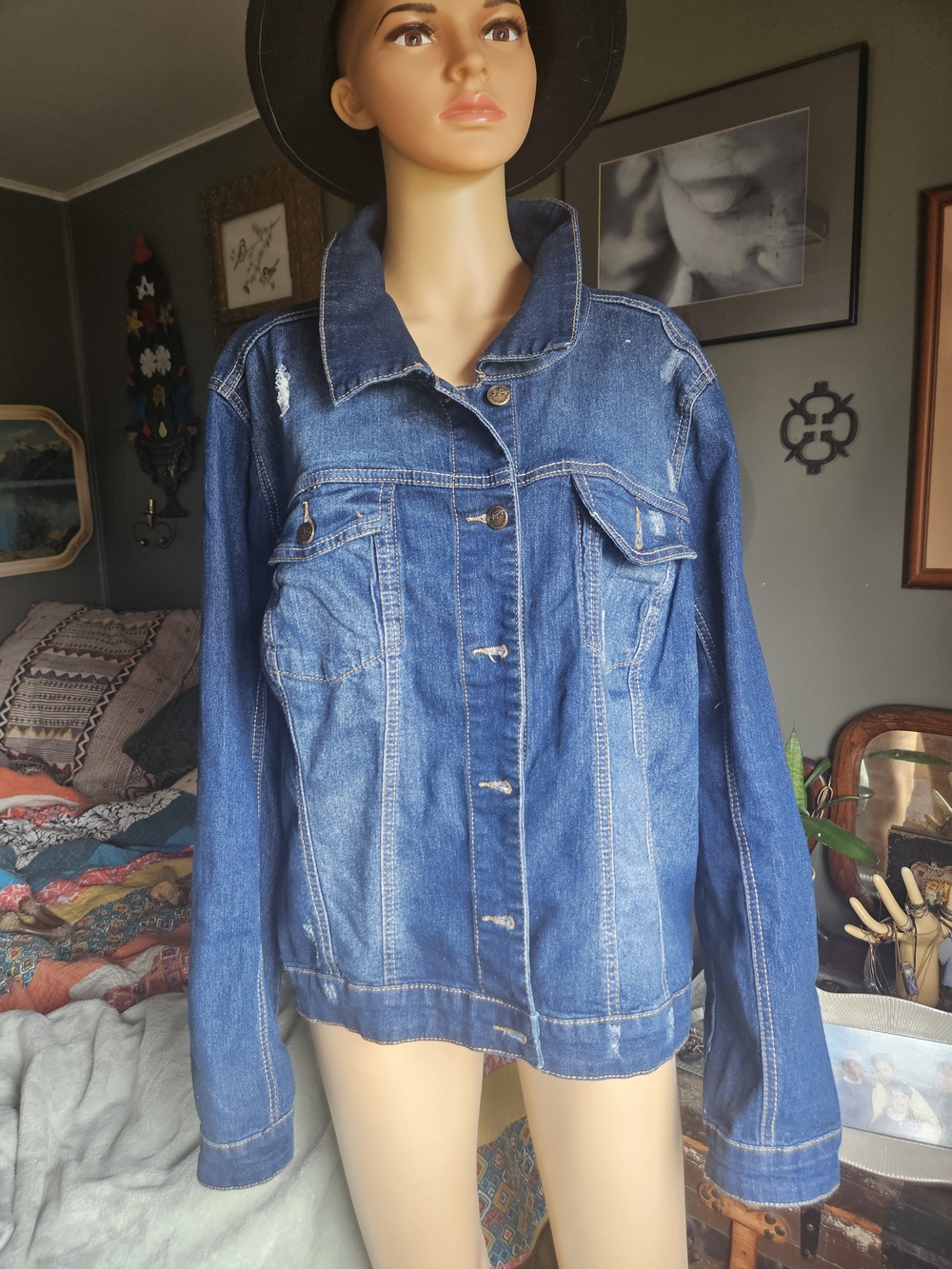 Royalty For Me Medium Blue Denim Button-Front Jacket